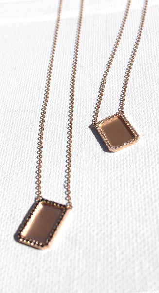 14k .33ct Rose Gold Double Tag With Black And White Diamonds Necklace