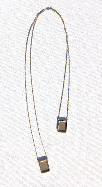 14K Double Tag Necklace With Black And White Diamonds