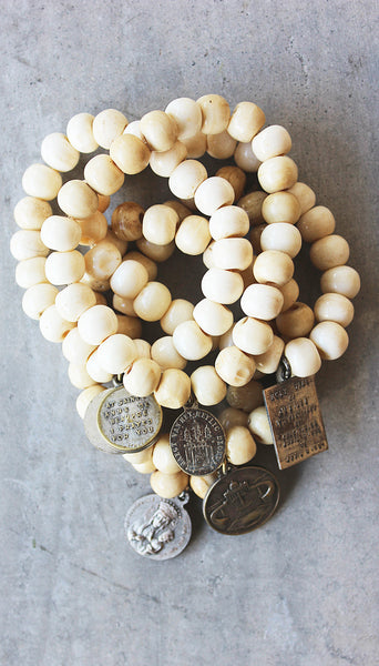 Vintage Charm on Bone Bracelet