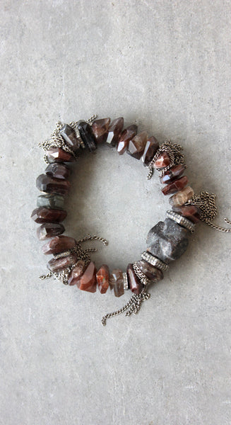 Rosecut Scapolite Staurolite Bracelet