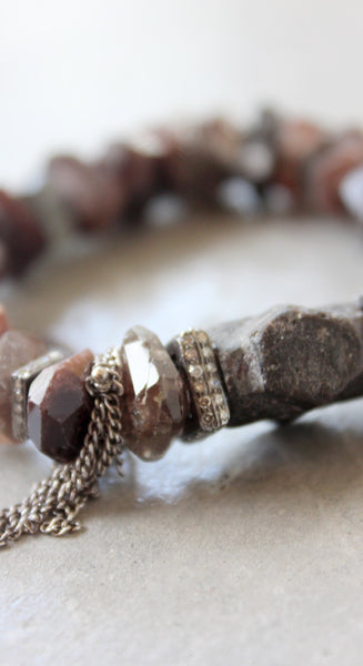 Rosecut Scapolite Staurolite Bracelet