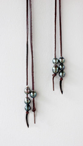 Tahitian Pearls With Suede Choker Necklace