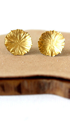 Peacock Medium Gold Stud Earring