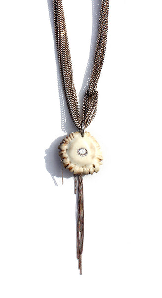 Antler Rosette Inlaid Rose Cut Looped Chain Magnetic Clasp Necklace