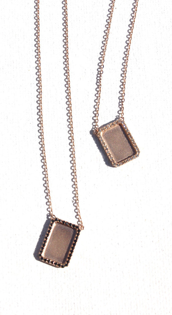14k .33ct Rose Gold Double Tag With Black And White Diamonds Necklace